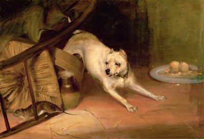 ラットを追いかける犬 作： Briton Riviere